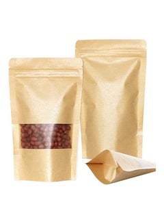 Buy 50-Piece Zip Lock Reusable Food Pouch With Transparent Window Gold 18x26cm in Saudi Arabia