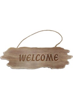 Buy Welcome Sign Wooden Board Wall Hanging Brown 30x10cm in UAE