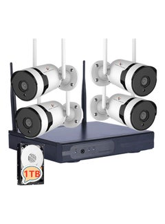 Buy Wireless Surveillance System With Expandable 8CH NVR And Set Of 4 3.0MP Bullet Cameras White in UAE