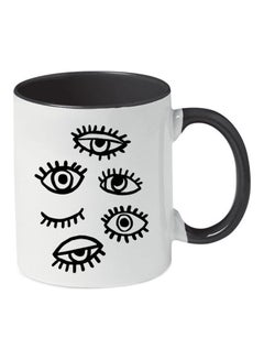 Buy Eyes Illustration Printed Mug Black in Saudi Arabia