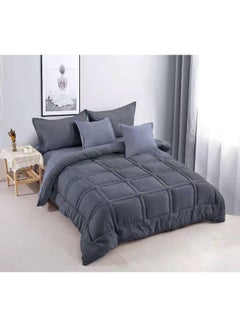 Buy 6-Piece King Geometric Comforter Set Cotton Grey in UAE