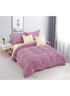 Buy 6-Piece King Geometric Comforter Set Cotton Lavender in UAE