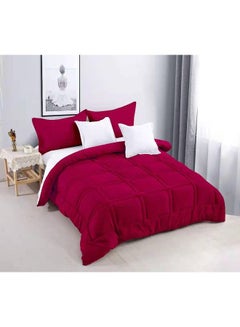 Buy 6-Piece King Geometric Comforter Set Cotton Marron in UAE