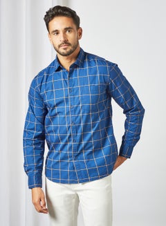 Buy Casual Collared Neck Shirt Navy in UAE