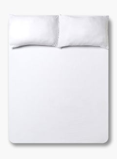 Buy Home Sense Easy Care Soft Microfibre Solid Fitted Sheet Set/3 160X200 +33 cm With 2 Pillow Cases 50X75 cm Polyester White Queen in Saudi Arabia