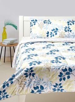 Buy Comforter Set King Size All Season Everyday Use Bedding Set Extra Soft Microfiber 3 Pieces 1 Comforter 2 Pillow Covers  White/Blue/Yellow Polyester White/Blue/Yellow 220 x 240cm in Saudi Arabia