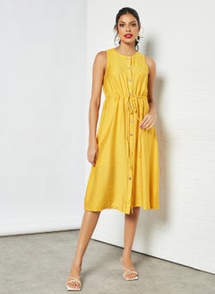 Buy Sleeveless Midi Dress Yellow in Saudi Arabia