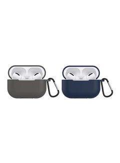 Buy 2-Piece Silicone Case For Apple AirPods Pro Navy/Grey in Saudi Arabia