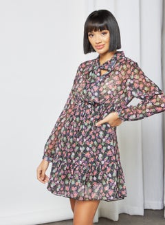 Buy Floral Print Dress Multicolour in Saudi Arabia