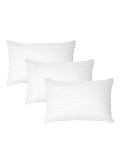 Buy 3- Piece Of Comfortable Strip Hotel Pillow Microfiber White 90x50cm in Saudi Arabia