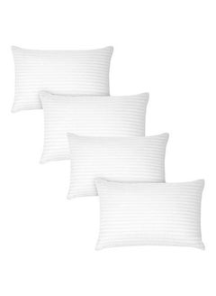 Buy 4- Piece Of Comfortable Strip Hotel Pillow Microfiber White 90x50cm in Saudi Arabia