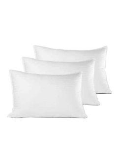 Buy 3- Piece Of Comfortable Strip Hotel Pillow Microfiber White 90x50cm in Saudi Arabia