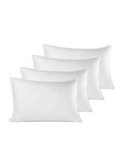 Buy 4- Piece Of Comfortable Strip Hotel Pillow Microfiber White 75x50cm in Saudi Arabia