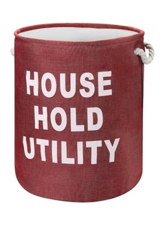 Buy Round Laundry Basket With Printed Letters Red 40x50cm in Saudi Arabia