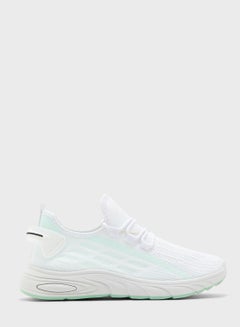 Buy Women's Knit Detail Lace Up Sneakers White in UAE