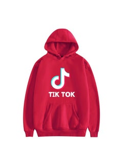 Buy Tik Tok Print Hoodie Red in Saudi Arabia