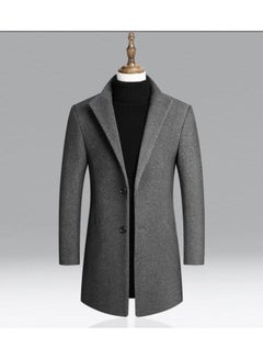 Buy Casual Woollen Overcoat Grey in Saudi Arabia