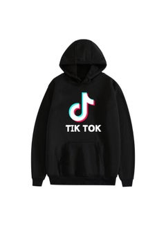 Buy Tik Tok Print Hoodie Black in Saudi Arabia