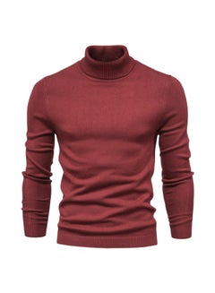 Buy High Neck Casual Knit Sweater Red in Saudi Arabia