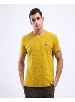 Buy Casual Plain/Basic Round Neck Short Sleeve t_shirt Mustard in Egypt