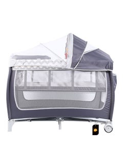 Buy Foldable Baby Bed With Storage Bag, Wheels, Mosquito Net, Mattress, Arch Toy, And Changing Table - 110 x 76 x 76 cm in UAE