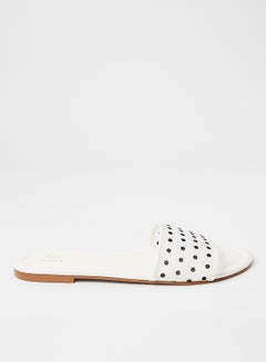 Buy Dot Print Flat Sandals White in Saudi Arabia