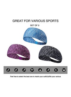 Buy 3-Piece Workout Headband Set 15cm in UAE