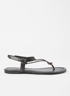 Buy Bead Detail Flat Sandals Black in Saudi Arabia