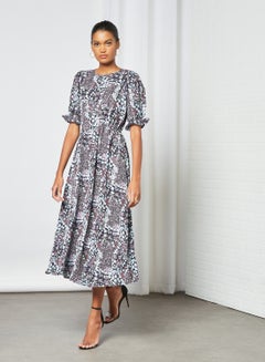 Buy All-Over Print Midi Dress Multicolour in UAE