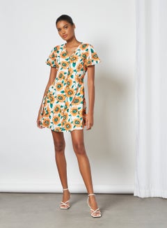 اشتري Sunflower Print Skater Dress Multicolour في الامارات