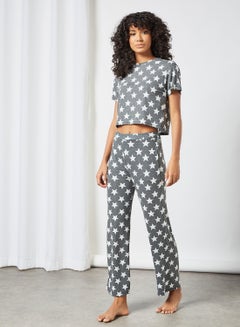 Buy Star Print Pyjama Set (Set of 2) Grey in Saudi Arabia