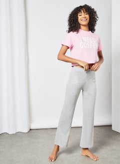 Buy I Need Coffee Pyjama Set (Set of 2) Pink/Grey in Saudi Arabia