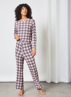 Buy Checkered Pyjama Set (Set of 2) Pink/Black in UAE