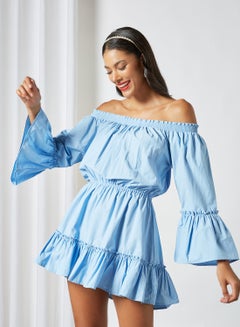 Buy Bardot Mini Dress Light Blue in Saudi Arabia