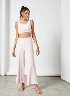 Buy Crop Top And Pants Loungewear Set Pink in Saudi Arabia