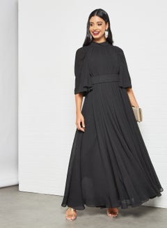 Buy Body Draped Long Dress Black in UAE