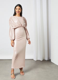 Buy Body Draped Bardot Dress Pink in Saudi Arabia