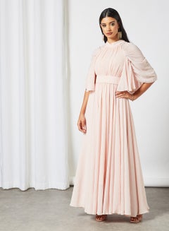 Buy Body Draped Long Dress Pink in UAE