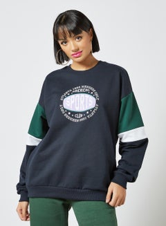 Buy Contrast Panel Sweatshirt Navy in UAE