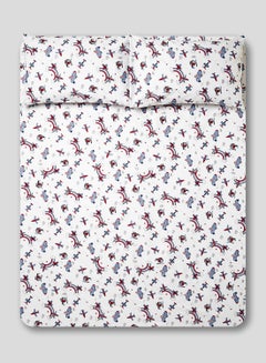 Buy 3-Piece Printed Queen Size Bedsheet Set Cotton Multicolour 240x254cm in UAE