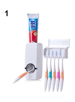 اشتري حامل فرش وموزع معجون أسنان أوتوماتيكي يثبت على الحائط في الحمام أبيض 17.45 x 11.45 x 7.9سم في مصر