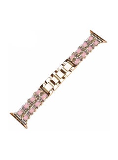 Buy Metal Leather Bracelet for Apple Watch 42/44/45mm Rose Gold/Pink in Saudi Arabia
