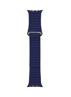 Buy Magnetic Leather Band For Apple Watch 42/44/45mm Blue in Saudi Arabia