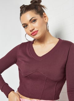 Buy Seam Detail Sweatshirt Maroon in UAE