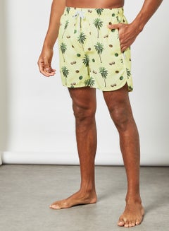 Buy Tropical Print Swim Shorts Yellow in Saudi Arabia