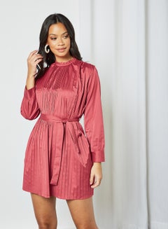 Buy Pleated Mini Dress Red in UAE