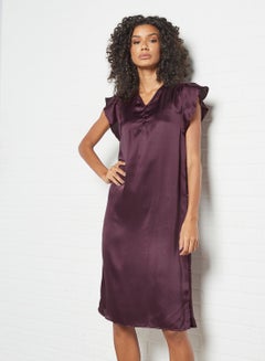 Buy Satin Midi Night Dress Mauve in Saudi Arabia