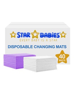 Buy 40-Piece Disposable Changing Mat - White/Lavender in UAE