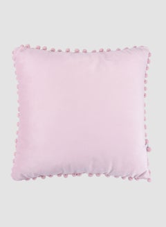 اشتري Velvet Cushion With Pom-Poms وردي 45 x 45سم في السعودية