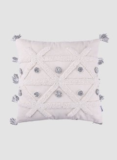 Buy Tribal Boho Woven Tufted Cushion, Unique Luxury Quality Decor Items for the Perfect Stylish Home Light Grey 45 x 45cm in UAE